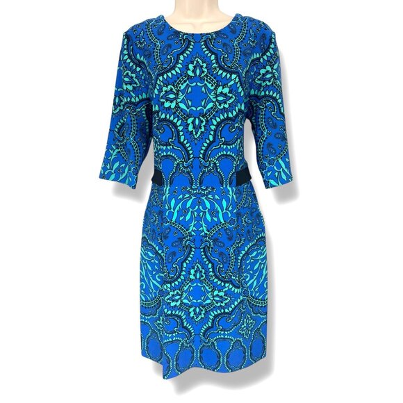 Gabby Skye Paisley Print Ultra-Soft Sheath Dress with Pockets Size 14 New Spring - Picture 1 of 9